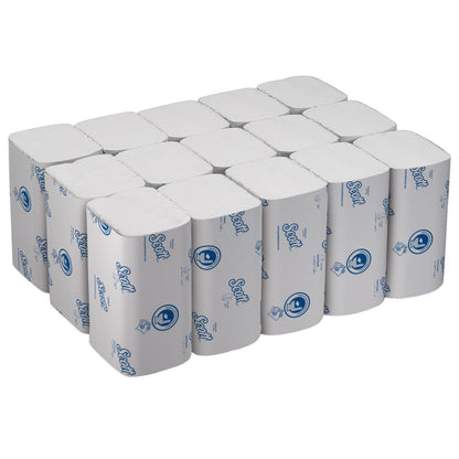 A carton with 15 packs of Scott® Control™ Flushable Folded Towels (white, 322 sheets per pack) from Kimberly-Clark GmbH, designed for hygienic and sanitary hand drying.