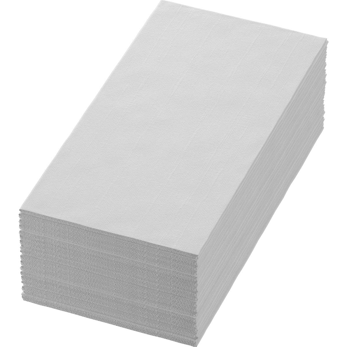 A stack of white napkins 40x40 cm, 2-ply from Duni GmbH (pack of 300 pieces) lies against a plain white background.