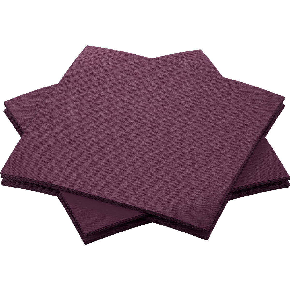 Four Bio-Dunisoft napkins 20 x 20 cm from Duni GmbH are arranged slightly overlapping on a white background - sustainable, stylish, and with an elegant look.