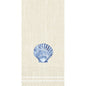 A beige, textured background with a blue shell in the center, white lines, and dotted accents - ideal for the Zellt.Serv of Duni GmbH. 33x33 cm, 2-ply, 1/8 KF, Tide (300 napkins per pack).
