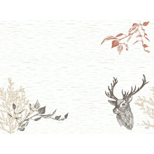 The Bio-Dunicel sets 30x40 cm from Duni GmbH feature a sketched deer head with antlers, leafy branches, and a textured background - the perfect inspiration for DIY projects with craft materials or wooden pieces. The package contains 100 pieces.