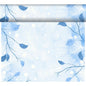 A light blue background with white snowflakes, small white dots like snow, and blue branches adorn the Dunicel-Tete a Tete 0.4x24m from Duni GmbH - ideal as an elegant table runner for your winter table decoration.