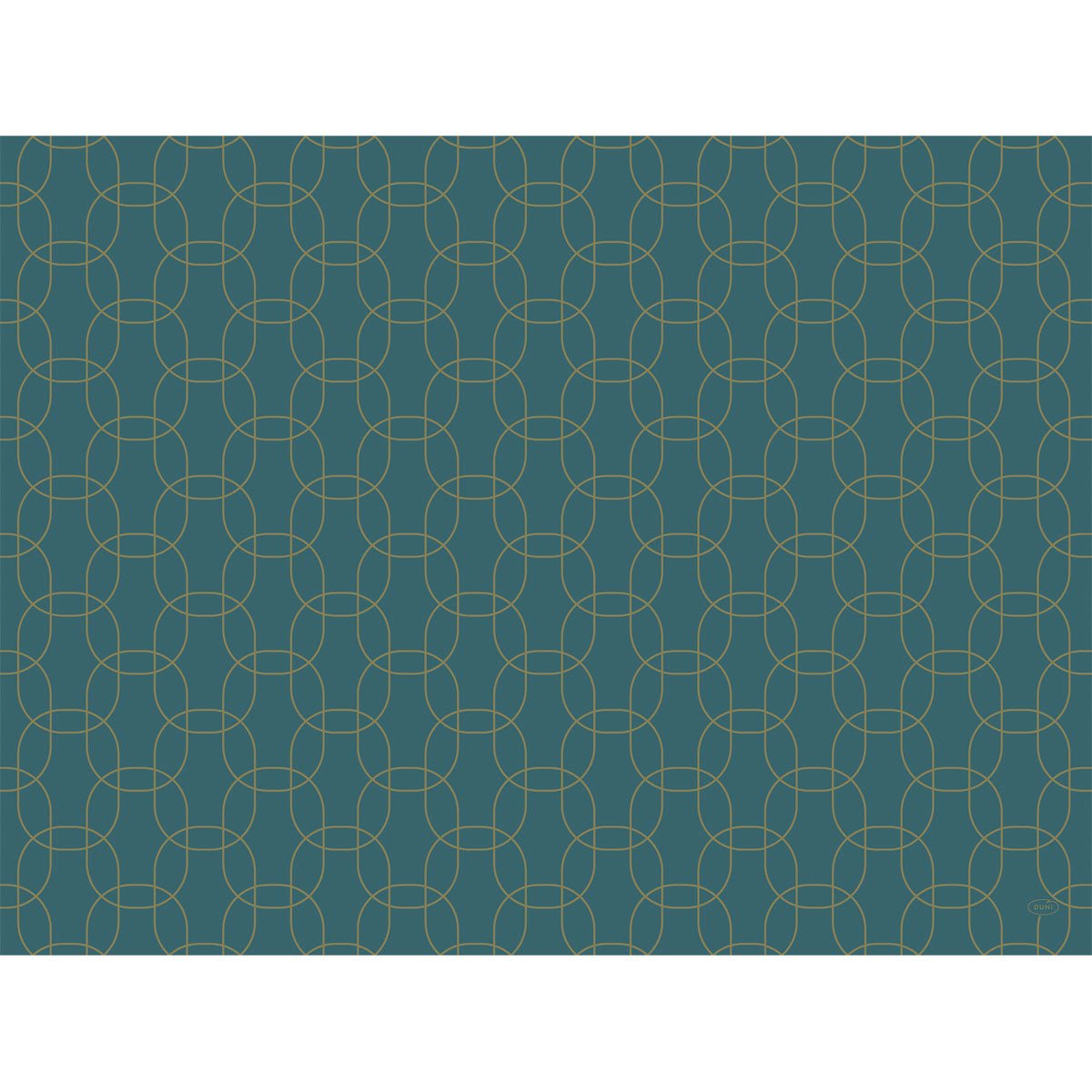 A teal background with thin, intersecting golden curve lines creates a geometric, grid-like pattern - perfect for Duni GmbH Dunicel sets 30x40.