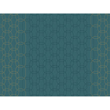A teal-colored background with overlapping thin golden and dark blue curved lines creates an elegant abstract look. Golden decorative accents adorn the sides - perfect for Duni GmbH paper placemats 30x40 cm with golden decor (250 pieces).