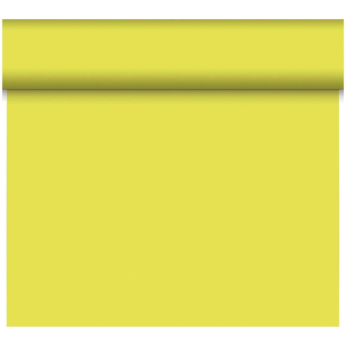 A partially unrolled roll of Bio-DC Tete a Tete (0.4x24m, kiwi) from Duni GmbH is presented on a white background, showcasing the durable and smooth surface - perfect as a versatile decoration for creative projects.