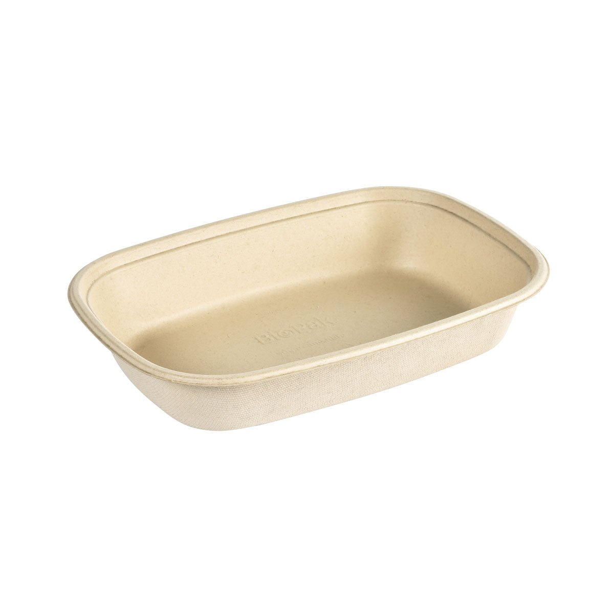 The Cube Bowl 1200 ml from Duni GmbH is a brown, rectangular disposable bowl (249x172x45 mm) made of coated bagasse (PBAT/PLA), biodegradable, with rounded corners - pack of 40 pieces.