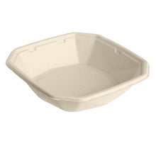 The Octabagasse bowl 650 ml from Duni GmbH made of brown bagasse (183x183x42 mm, uncoated) serves as sustainable disposable tableware and is empty against a white background. Packaging unit: 50 pieces.
