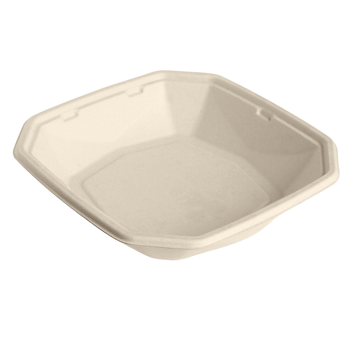 A brown, square Octabagasse bowl 1000 ml from Duni GmbH (224x224x42mm), uncoated and biodegradable, made from environmentally friendly bagasse; pack of 50 pieces - photographed on a white background.