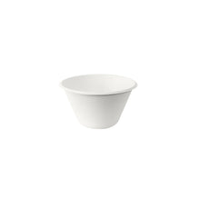 A small, simple white Coppa Bowl 350 ml - uncoated White Bagasse 116x116x66 by Duni GmbH, centered on a white background - ideal eco-friendly disposable tableware. Package: 50 pieces.