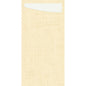 Close-up of the beige, textured fabric bag of the SACCHETTO Bio D-Soft by Duni GmbH with a white, rectangular card partially inserted.