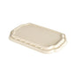 The Duni GmbH Take-Away Fiber Lid Nature Coated Bagasse 256x165x19 (Pack of 225 pieces) is a beige, rectangular, vertically shaped fiber lid - a sustainable alternative for take-away containers.