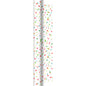 The Dunicel roll 40x0.90m Happy Bubbles by Duni GmbH is a roll with colorful dot paper - ideal for craft projects or room decorations - standing upright against a white background.