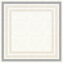 The Dunicel table cover 84x84 cm from Duni GmbH has a white center with beige and gray borders, creating a layered look - ideal for stylishly set tables, especially in combination with the Rigato black 60111 ballpoint pen. Pack of 20 pieces.