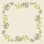 A square beige background with green and yellow floral borders reflects the eco-friendly look of the Dunisilk MD 84x84 cm, green Umbles for celebrations | Pack (20 pieces) from Duni GmbH. Delicate blossoms frame a biodegradable centerpiece.