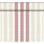 DC-Tete a Tete 0.4x24m Rigato bordeaux by Duni GmbH features elegant beige and red stripes in various widths on a cream-colored background - perfect for stylish table decorations or sewing projects. The package contains 1 roll.