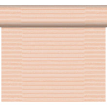 The DC-Tete a Tete 0.4x24m Tessuto dusty pin from Duni GmbH features a light peach-colored background with horizontal, textured stripes in various peach and beige tones, inspired by high-quality fabric. The patterns are evenly distributed across the elegant table decoration roll.