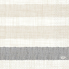 A white background with three horizontal stripes of beige and black dots, thin grid lines, and a small oval "DUNI" logo presents the Duni GmbH tissue napkins 33x33 cm, 3-ply, Rigato black - pack of 50 napkins.