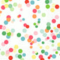 Playful pastel and colorful circles on a white background, accented by faint dotted lines and a red "Duni" oval - ideal for Cell. Napkins 33 3-ply 1/4 - Happy Bubbles | Package (250 napkins) by Duni GmbH.