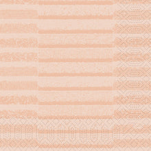 The Zellt.-Serv.33 3lg 1/4 Tessuto dust rose from Duni GmbH features a geometric pattern of textured lines, dots, and shapes in light peach on beige - perfect for elegant table settings. Pack of 250 high-quality napkins.