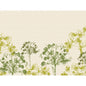 Paper placemats 30x40 cm in green by Duni GmbH: Beige background with green and yellow watercolor trees in the Green-Umbles style along the bottom edge, upper area remains mostly free - perfect for parties & events (250 pieces).