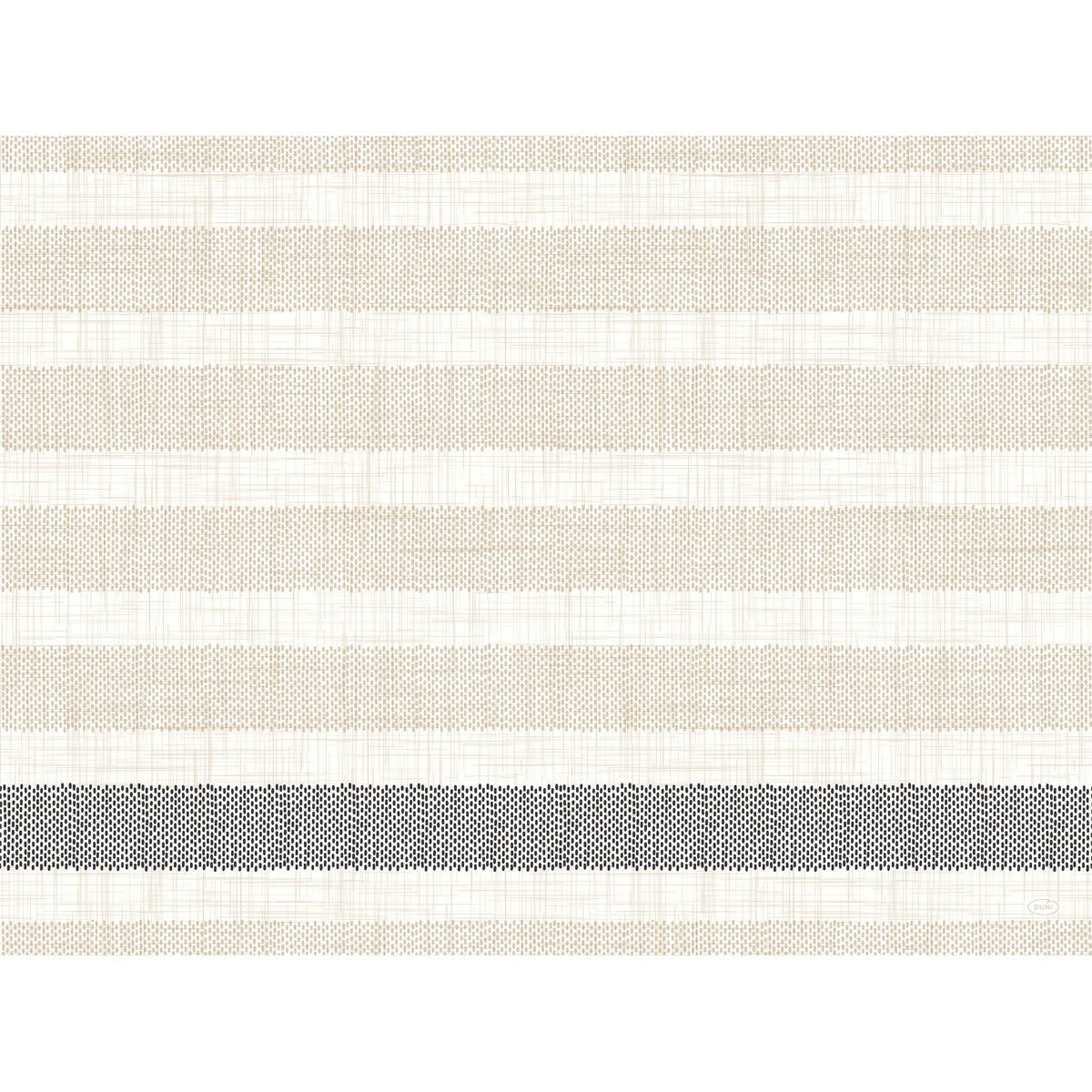 Inspired by the Rigato black pattern of the Bio-Dunicel sets 30x40 from Duni GmbH, these high-quality black striped placemats (pack of 100 pieces) bring stylish flair to any set table.