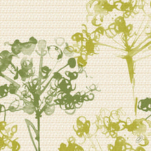 Green flower silhouettes adorn a light beige, textured background on the Bio-Dunisoft napkins 40x40 cm green by Duni GmbH - eco-friendly napkins made from 100% recycled paper. Package contains 60 napkins; small watermark bottom right.