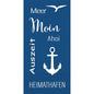 The Duni GmbH Cell.-Napkins 33 cm 2-ply 1/8-fold Meer Freude Napkins (pack of 300 pieces) feature blue maritime designs with German words like "Meer", "Moin" and white anchors - ideal for your sea-themed party!.
