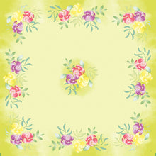 Square image with a light yellow background featuring pastel-colored flowers and green leaves in watercolor style - ideal for Duni GmbH Dunicel tablecloth 84x84cm Soft Tropics | Carton (1 pack) tablecloth.