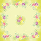 Square image with a light yellow background featuring pastel-colored flowers and green leaves in watercolor style - ideal for Duni GmbH Dunicel tablecloth 84x84cm Soft Tropics | Carton (1 pack) tablecloth.