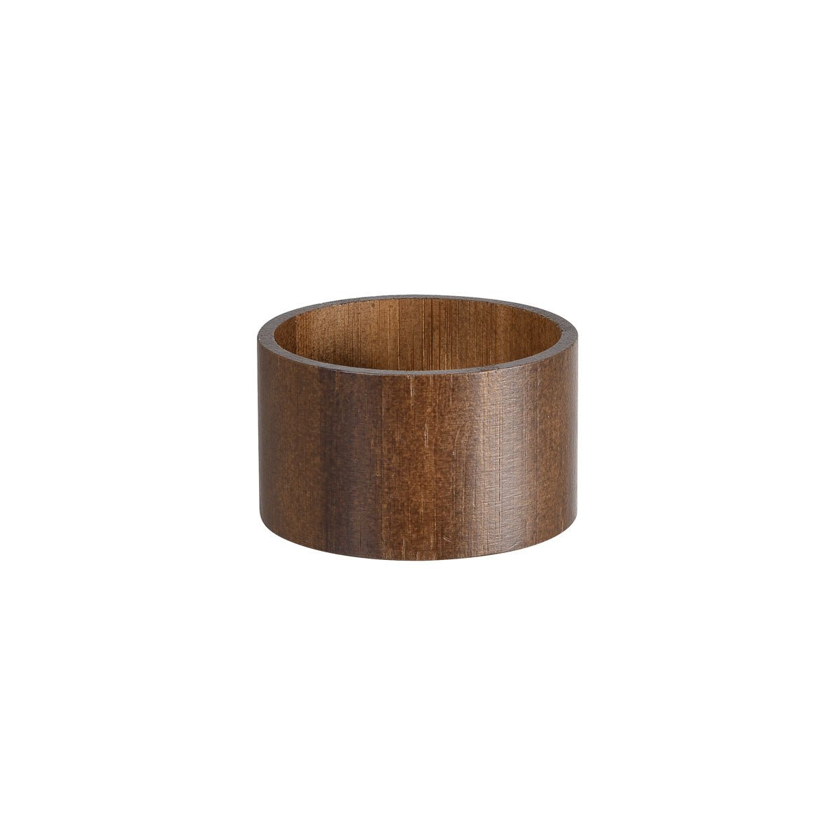 A set of 8 cylindrical candle holders made of bamboo and walnut from Duni GmbH with a smooth, dark brown surface and a white background.