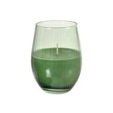 An elegant, green candle glass holder from Duni GmbH (12.5 cm high, Ø76 mm) stands in transparent glass against a white background. The versatile tea light product is delivered individually.