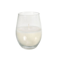 The candle jar Ritz by Duni GmbH (12.5 cm, Ø76 mm, white) is an elegant tealight holder made of clear, ribbed glass with white wax and a wick - high-quality craftsmanship in a simple design.