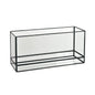 The Capella Lantern Glass, black by Duni GmbH stands empty against a white background. With its elegant rectangular glass and black metal frame, it is ideal for stylish lighting in any room.