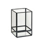 The Capella Lantern Glass, black by Duni GmbH is a rectangular lantern with black metal edges and an open top, offering stylish lighting against a plain white background.