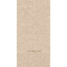A 40 cm long, 2-ply cellulose napkin from Duni GmbH with a subtle texture and the print "I'm recycled" at the bottom - ideal for environmentally friendly use or as part of the Recycled 300P pack (300 napkins), 1/8-fold.