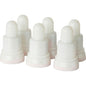 Six white LED replacement set bulbs from Duni GmbH, arranged in two rows on a solid-colored background, emphasize with their rounded tips and wide bases - reminiscent of classic design - the stability and versatile use.