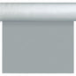 A roll of Dunisilk Tete a Tete 0.4x24m silver from Duni GmbH is partially unrolled with a smooth surface - ideal for elegant table decoration. The high-quality tablecloth (pack of 1 piece) is presented at the top of the image.