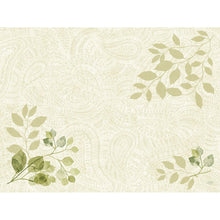 A light beige background with subtle paisley leaves in green and muted olive adorns the Bio-Dunicel sets 30x40 by Duni GmbH (package of 100 pieces), a biodegradable table set in botanical design.