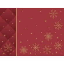 A red background with gold-edged snowflakes and small golden stars, along with a chestnut-colored diamond pattern on the left side, creates an elegant look - ideal for presenting the Duni GmbH Bio-Dunicel sets 30x40 Rhombus bordeaux (100 pieces).