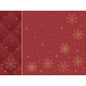 A red background with gold-edged snowflakes and small golden stars, along with a chestnut-colored diamond pattern on the left side, creates an elegant look - ideal for presenting the Duni GmbH Bio-Dunicel sets 30x40 Rhombus bordeaux (100 pieces).