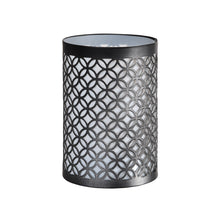 The metal candle holder, 8.9x13cm from Duni GmbH, impresses with elegant black geometry and a white interior - a stylish piece for your table decoration, depicted against a white background.
