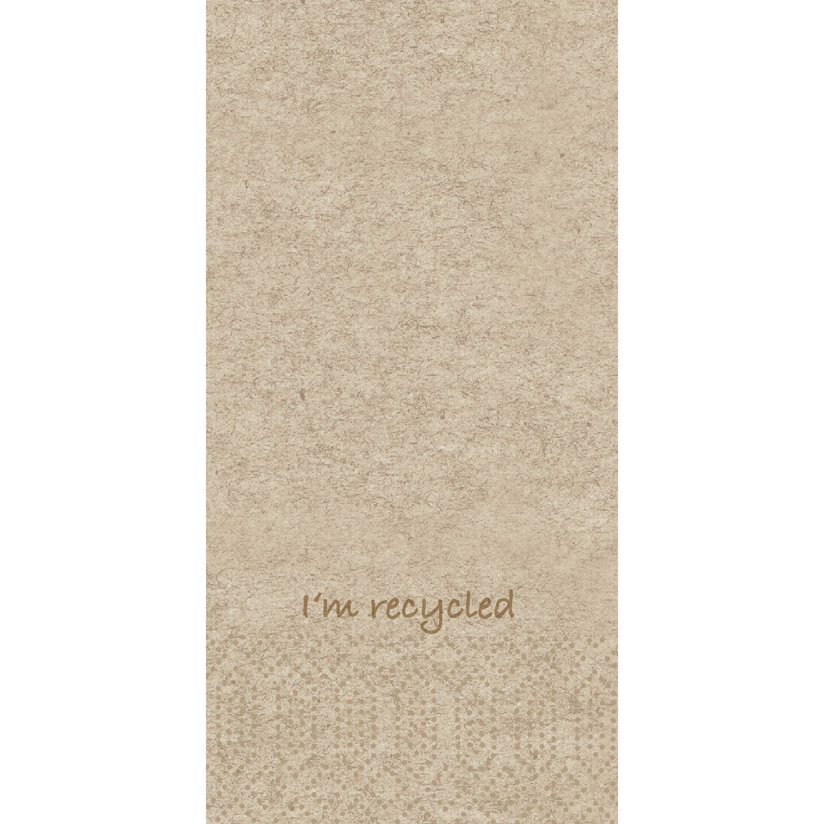 A beige, textured background with the text "I'm recycled" in brown lettering near the lower center and a subtle dot pattern below, perfect for presenting Duni GmbH Zellt.-Serv.33x33 2lg 1/8KF - Recycled Paper Napkins | Pack (300 pieces).