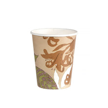 A single Duni GmbH paper cup WBC Garden, 240ml, with a colorful abstract floral design stands on a white background - an eco-friendly choice for environmentally conscious celebrations. Packaged as a pack (40 pieces).