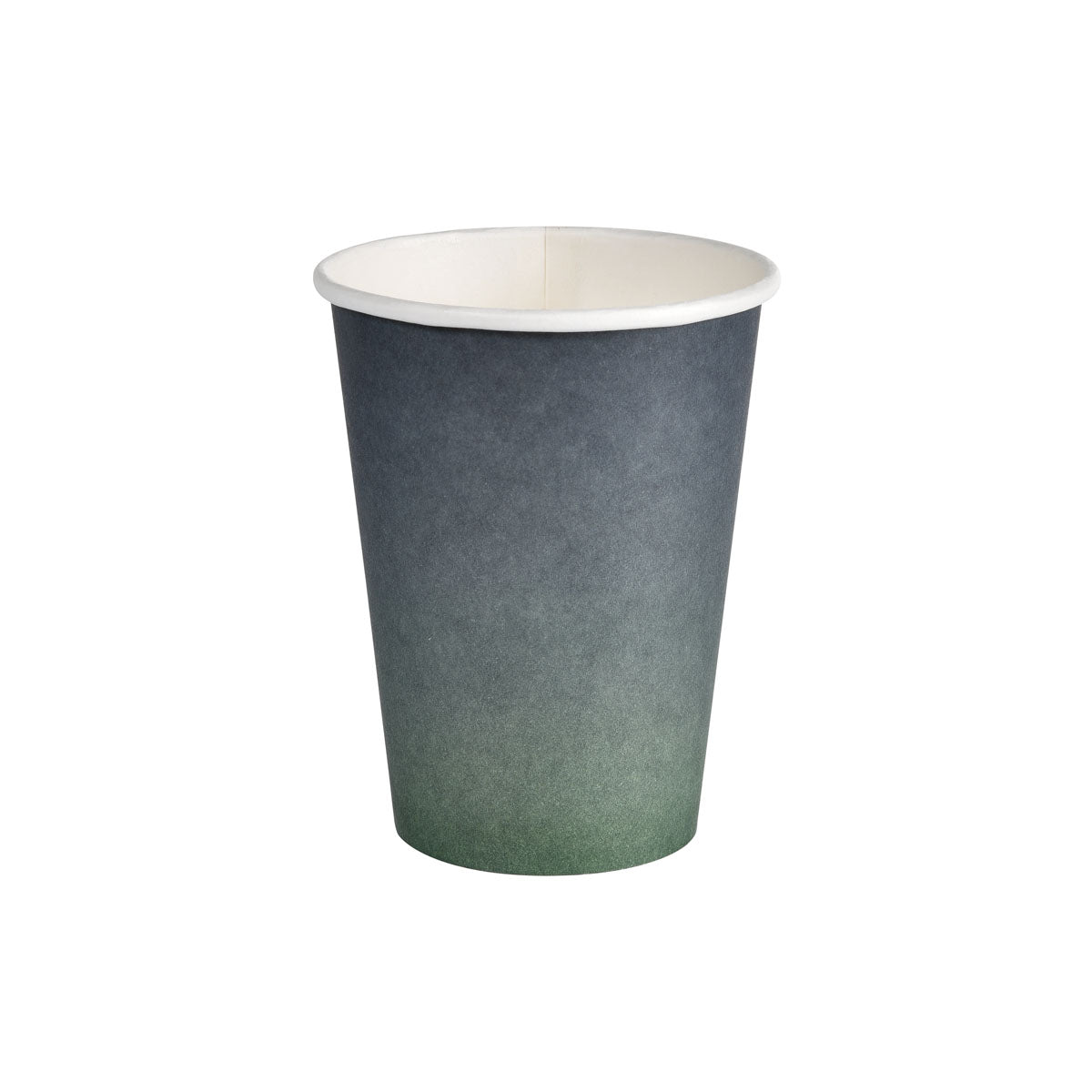 A single Duni GmbH WBC Urban paper cup, 360ml, with a dark green to black gradient, is depicted against a plain white background. The package contains 50 pieces.