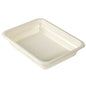 A rectangular, beige FIBER disposable bowl (227x178x45mm, natural) from Duni GmbH, made from biodegradable material, is displayed on a plain white background.