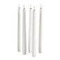 The LED replacement set of taper candles from Duni GmbH is a high-quality decorative candle with a pointed tip, plastic flame, and twist-off base. The battery-operated white taper candle stands upright and is perfect for stylish home decoration. Package: 1 piece.