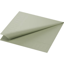 A single-folded cell napkin 33x33 3-ply 1/4 pistachio green by Duni GmbH with a subtle embossed edge as a stylish table decoration, high-quality and ideally presented - pack of 250 pieces.