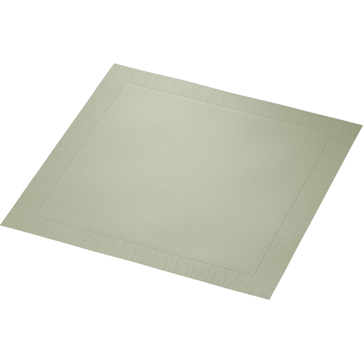 The Duni GmbH Zellt.Serv.40x40 Classic Pistachio Green Napkin, here unused with a subtle textured border on a white background, is delivered in a pack of 50 pieces - ideal for setting your table in style.
