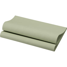 A neatly folded bio-Dunisoft napkin 40x40 cm in pistachio green from Duni GmbH (pack of 60) is presented against a white background, highlighting the textured, eco-friendly design.