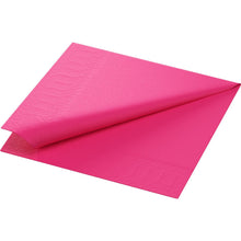 A folded Duni GmbH Zellt.Serv.33x33 3-ply 1/4 fuchsia paper napkin (pack of 50 pieces) with subtle edge embossing, shown on a plain white background.